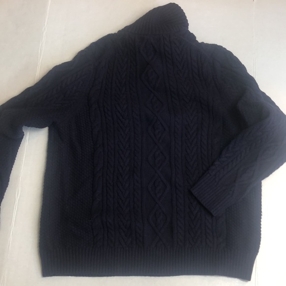 Lands End Navy Cable Knit Pullover Sweater Size L - Picture 7 of 8
